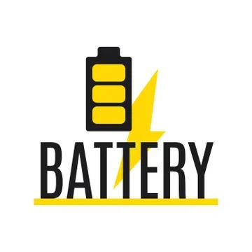 Vector logo of electric battery, charge and power Stock Illustration