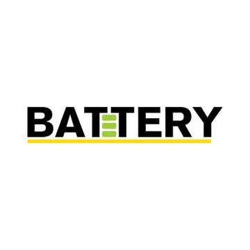 Vector logo of electric battery, charge and power Illustrazione stock