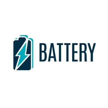 Vector logo of electric battery, charge and power Stock Illustration