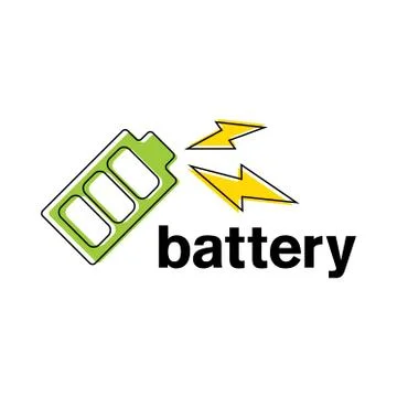 Vector logo of electric battery, charge and power Illustrazione stock