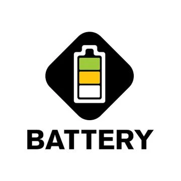 Vector logo of electric battery, charge and power Stock Illustration