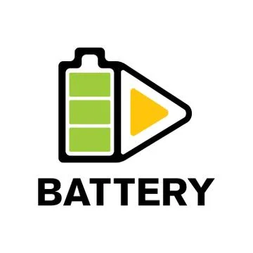 Vector logo of electric battery, charge and power Stock Illustration
