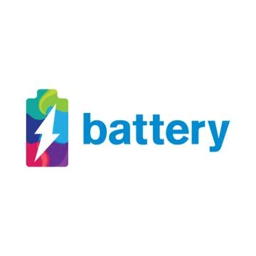 Vector logo of electric battery, charge and power Stock Illustration