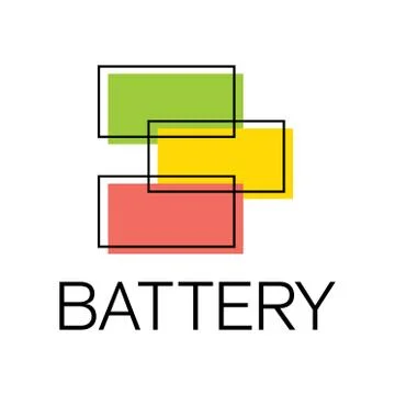 Vector logo of electric battery, charge and power Stock Illustration