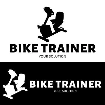 Vector logo exercise bike. Brand's logo in the form of a stationary bike. Stock Illustration