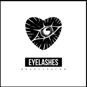 Vector logo eyes with a heart inside great for eyelash extension salon and Stock Illustration