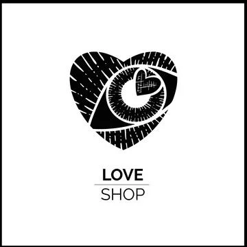 Vector logo eyes with a heart inside great for eyelash extension salon and Stock Illustration