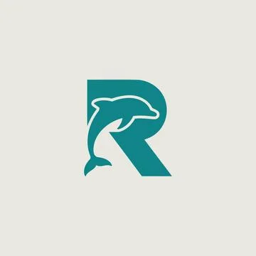 Vector Logo Featuring The Letter R And Dolphin Illustration For Brand Identit Stock Illustration