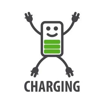 Vector logo in the form of battery character Stock Illustration