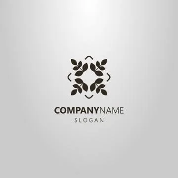 Vector logo of four branches with leafs  Stock Illustration
