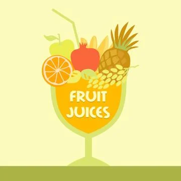 Vector logo fruit juice. Multifruit. Smoothies. 스톡 일러스트