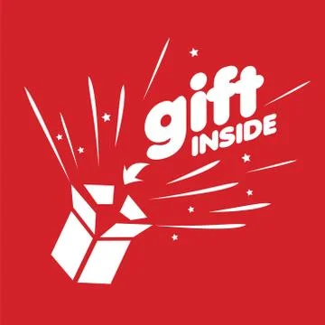 Vector logo gift box with fireworks 스톡 일러스트