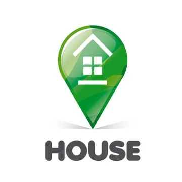 Vector logo green pointer Home Stockillustratie