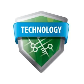 Vector logo green shield with a chip Stock Illustration