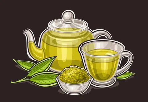 Vector logo for Green Tea Drink Ilustração Stock