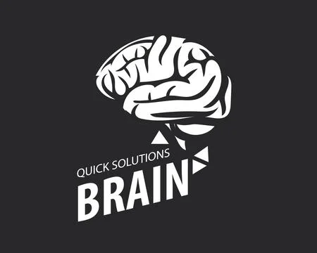 Vector logo with hand-drawn brain Illustrazione stock