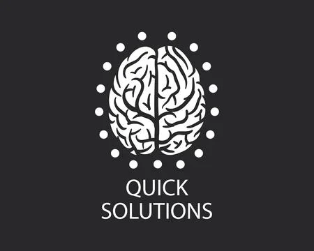 Vector logo with hand-drawn brain Stock Illustration