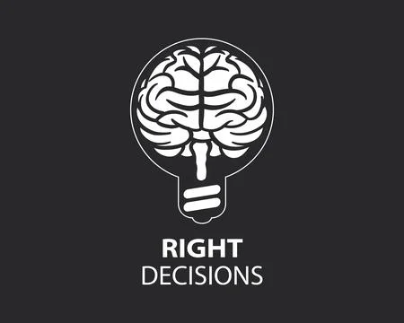 Vector logo with hand-drawn brain 库存插图