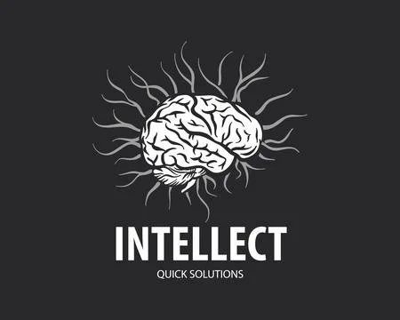 Vector logo with hand-drawn brain Stock Illustration