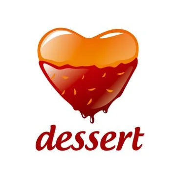 Vector logo heart-shaped dessert with chocolate Stock Illustration