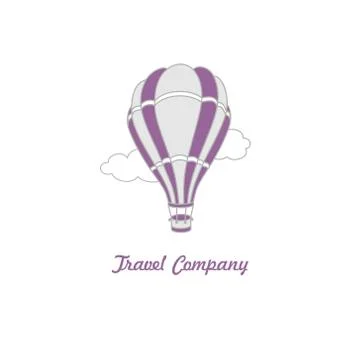Vector logo of hot air balloon on the sky Stock Illustration