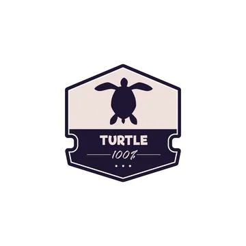 Vector logo icon with a sea turtle in dark colors on an isolated background. Stock Illustration