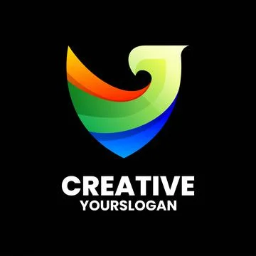 Vector logo illustration eagle shield gradient colorful Stock Illustration