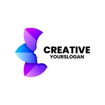Vector logo illustration human leaf gradient colorful Stock Illustration