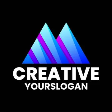 Vector logo illustration letter m mountain gradient colorful Stock Illustration