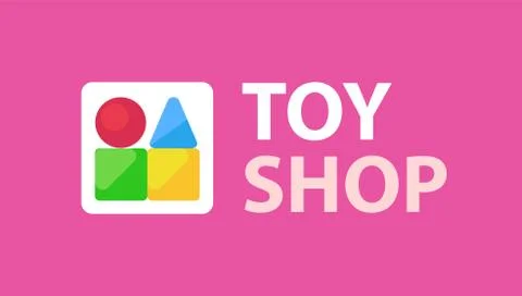 Vector Logo for Kids Toy Stop with caption on favorite baby pink color. Stock Illustration