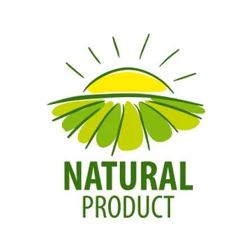 Vector logo landscape field and sun with rays Illustrazione stock