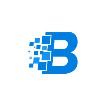 Vector Logo Letter B Blue Blocks Cubes Stock Illustration