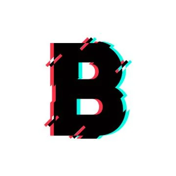 Vector Logo Letter B Glitch Distortion Diagonal Stock Illustration