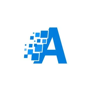 Vector Logo Letter A Blue Blocks Cubes Stock Illustration