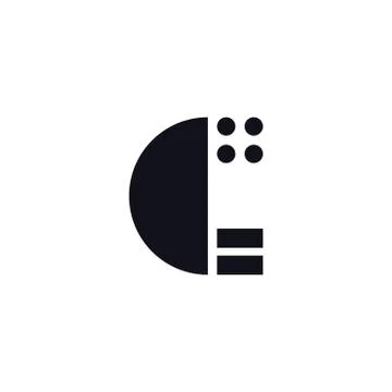 Vector Logo Letter C Black and White Stock Illustration