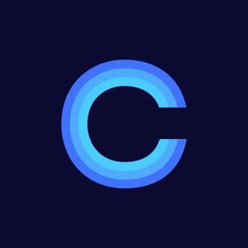 Vector Logo Letter C Blue Glowing Stock Illustration