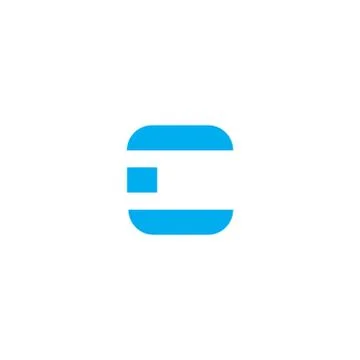 Vector Logo Letter C Blue Stripes Stock Illustration
