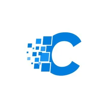 Vector Logo Letter C Blue Blocks Cubes Stock Illustration