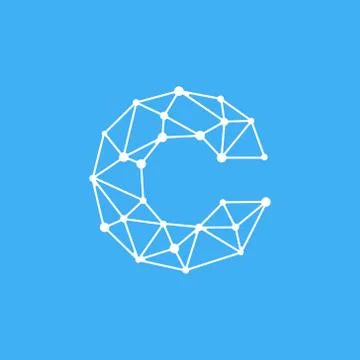 Vector Logo Letter C Dots Lines Illustrazione stock