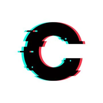 Vector Logo Letter C Glitch Distortion Stock Illustration