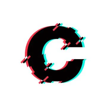 Vector Logo Letter C Glitch Distortion Diagonal Stock Illustration