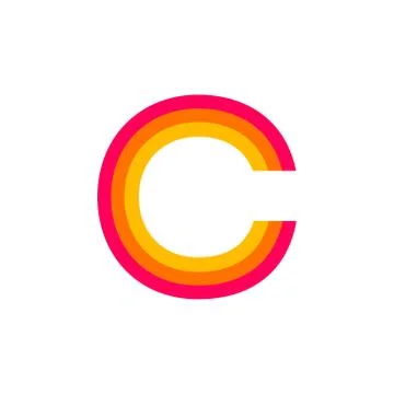 Vector Logo Letter C Red Glowing Stock Illustration