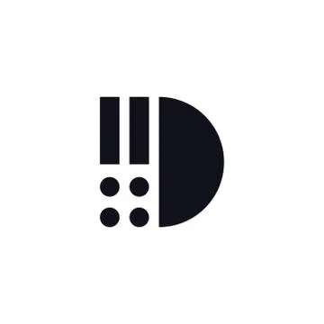 Vector Logo Letter D Black and White Stock Illustration