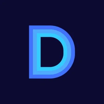 Vector Logo Letter D Blue Glowing Stock Illustration