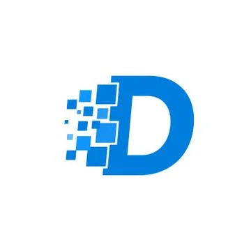Vector Logo Letter D Blue Blocks Cubes イラスト素材