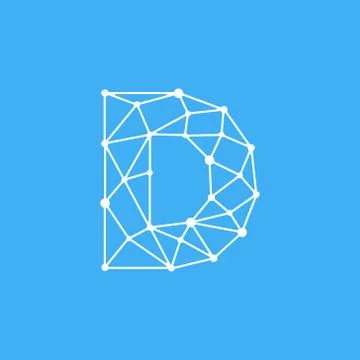 Vector Logo Letter D Dots Lines Stock Illustration
