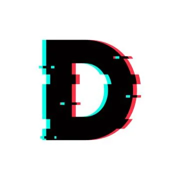 Vector Logo Letter D Glitch Distortion Stock Illustration