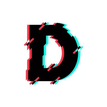 Vector Logo Letter D Glitch Distortion Diagonal Stock Illustration