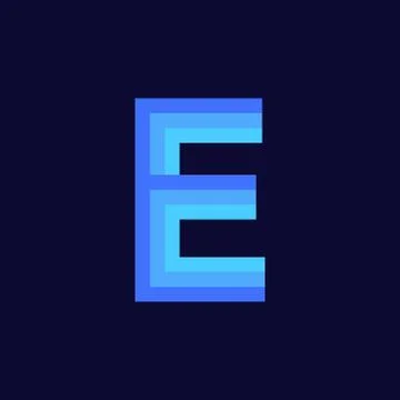 Vector Logo Letter E Blue Glowing Stock Illustration