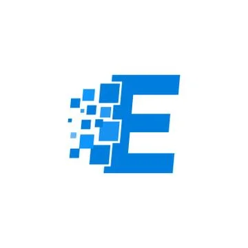 Vector Logo Letter E Blue Blocks Cubes Stock Illustration